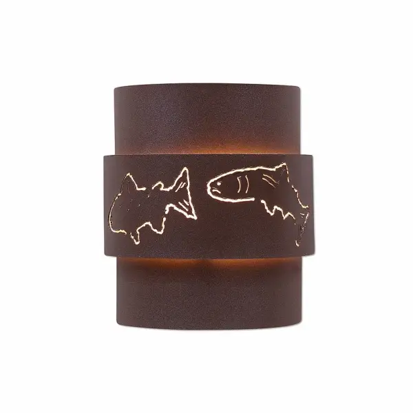 Northridge Fish Cutout Outdoor Wall Sconce in Rustic Brown