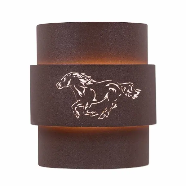 Northridge Horse Two Light Wall Sconce in Rustic Brown