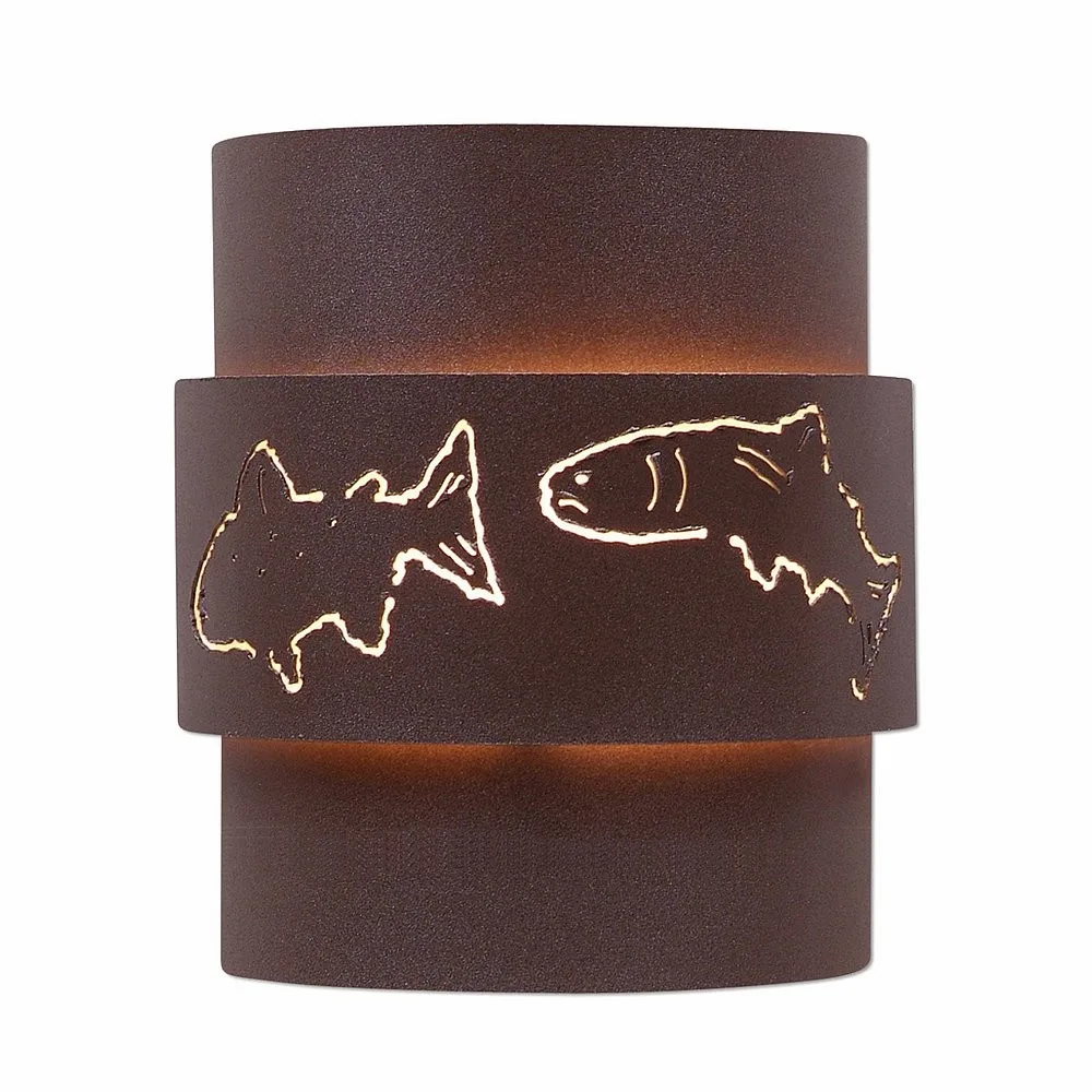 Northridge-Fish Cutout Two Light Wall Sconce in Rustic Brown