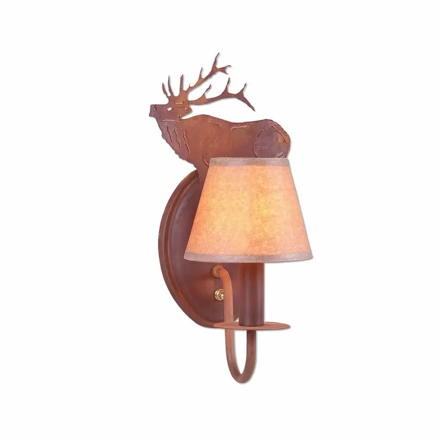 Diablo Mountain Elk Wall Sconce in Rust Patina