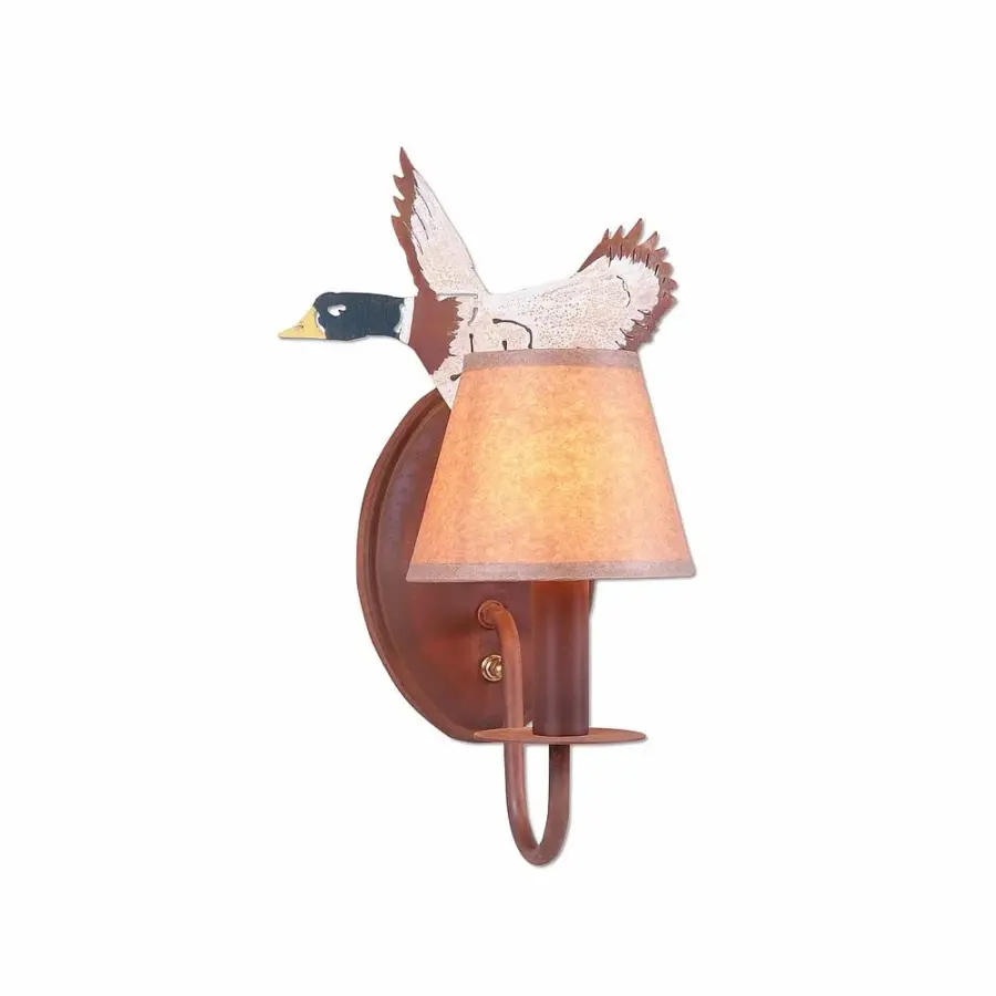 Diablo Mallard Duck One Light Wall Sconce in Waterfowl Gray with Rust Patina