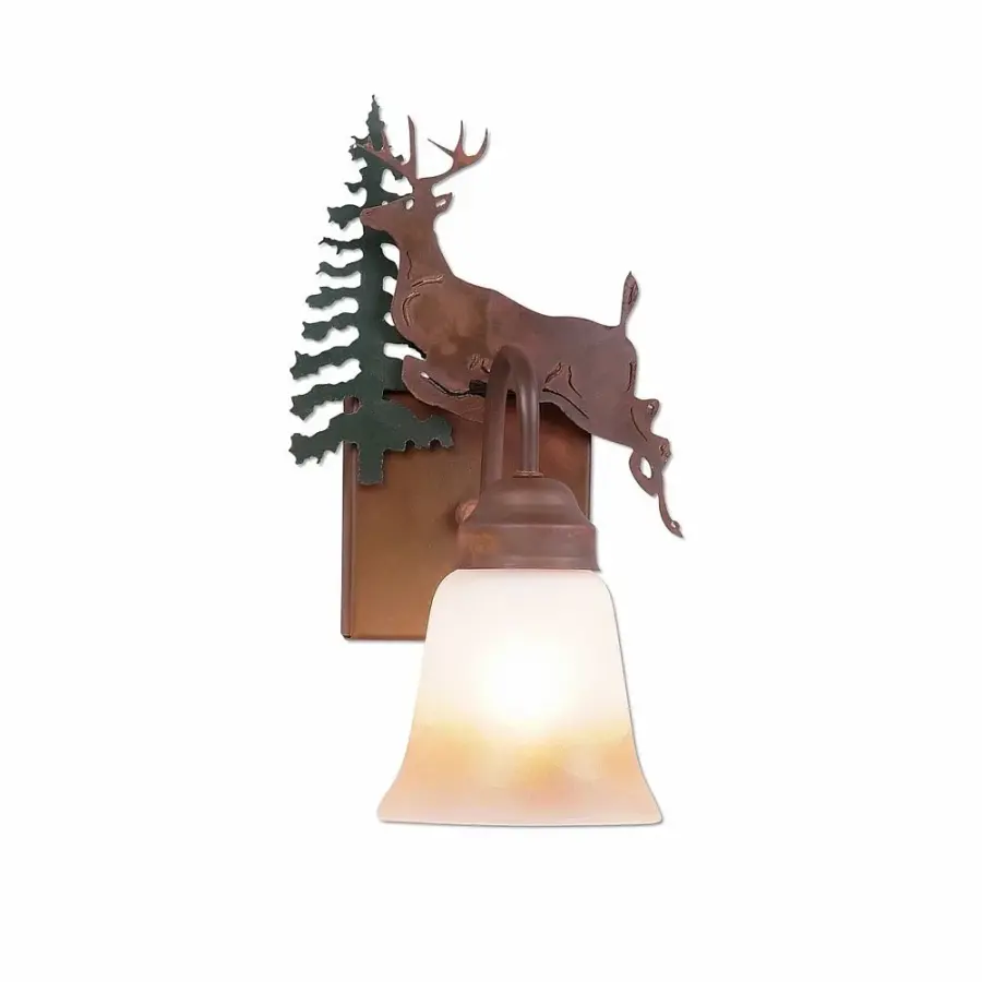 Wasatch-Valley Deer Wall Sconce in Cedar Green/Rust Patina
