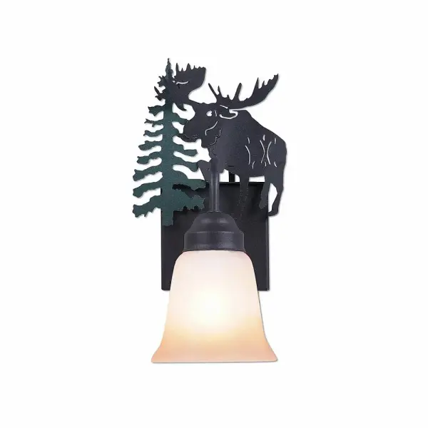 Wasatch-Alaska Moose Wall Sconce in Hunter Green/Black Iron