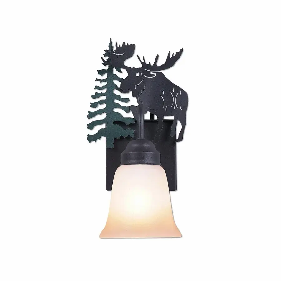 Wasatch-Alaska Moose Wall Sconce in Hunter Green/Black Iron