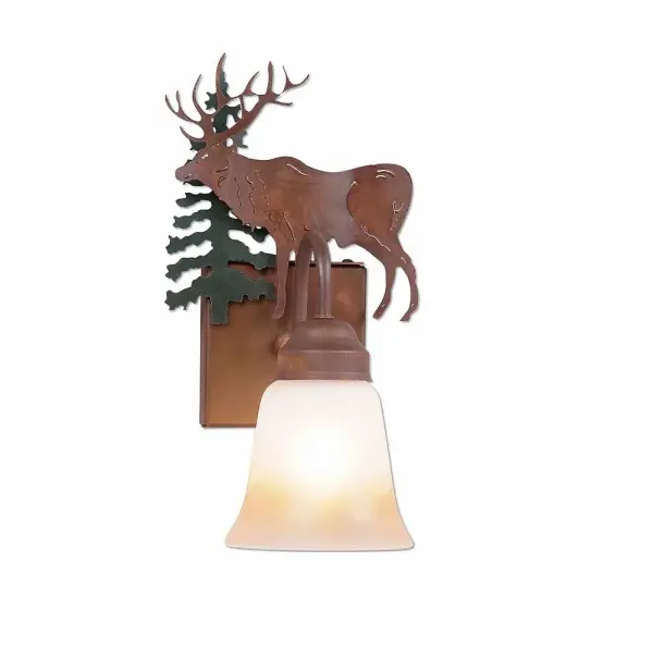 Wasatch-Valley Elk Wall Sconce in Cedar Green/Rust Patina