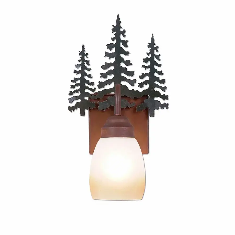 Wasatch Cedar Tree Wall Sconce in Cedar Green with Rust Patina