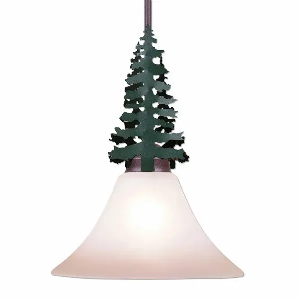 Cedarwood Cedar Tree Pendant Light in Forest Green & Rustic Brown