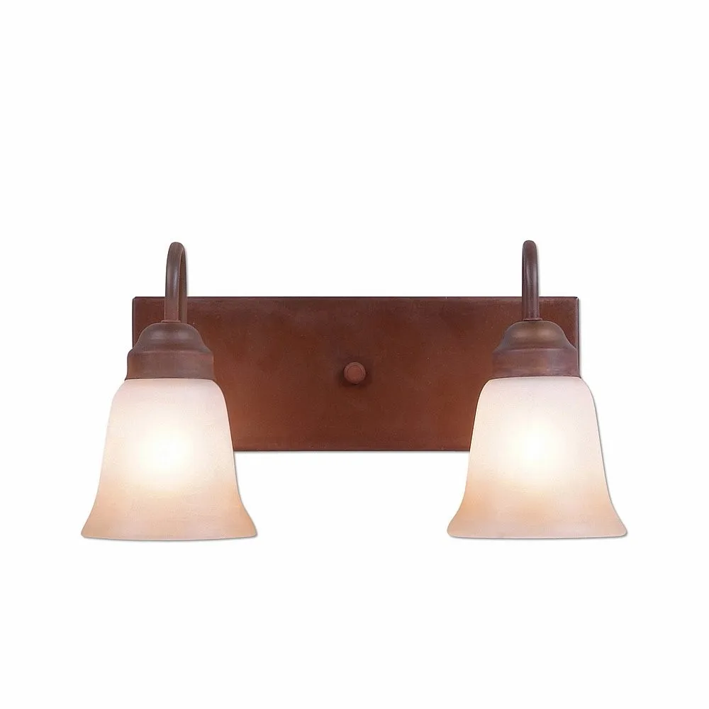 Denali-Rustic Plain Rust Patina Two Light Bath Vanity Light in Rust Patina