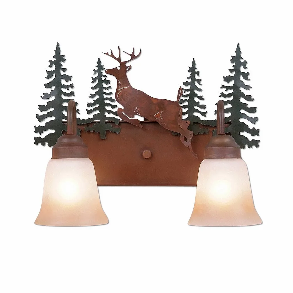 Denali-Valley Deer Two Light Bath Vanity Light in Cedar Green/Rust Patina