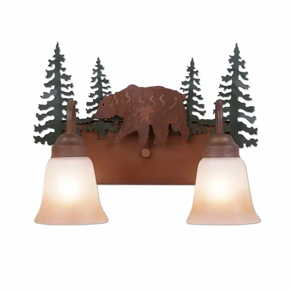 Denali-Bear Two Light Bath Vanity Light in Cedar Green/Rust Patina
