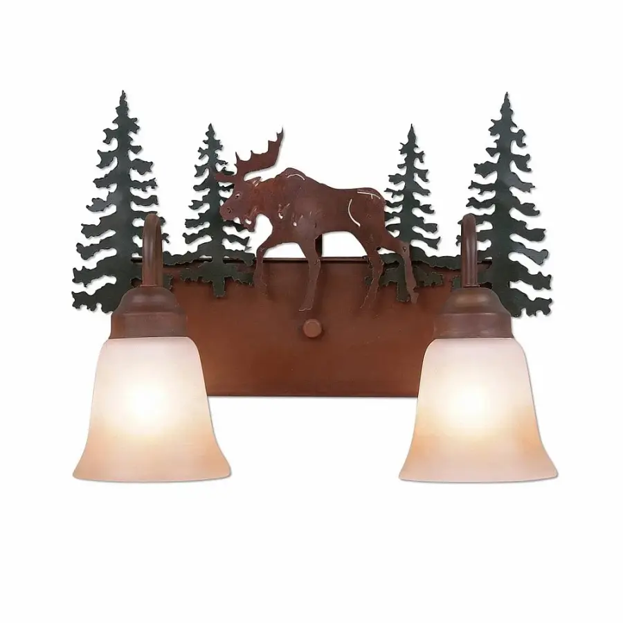 Denali Mountain Moose Two Light Bath Vanity Light