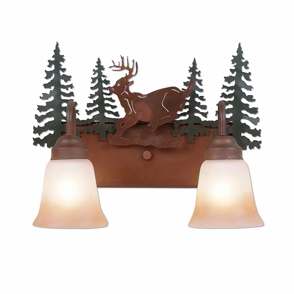 Denali-Mountain Deer Two Light Bath Vanity Light in Cedar Green/Rust Patina