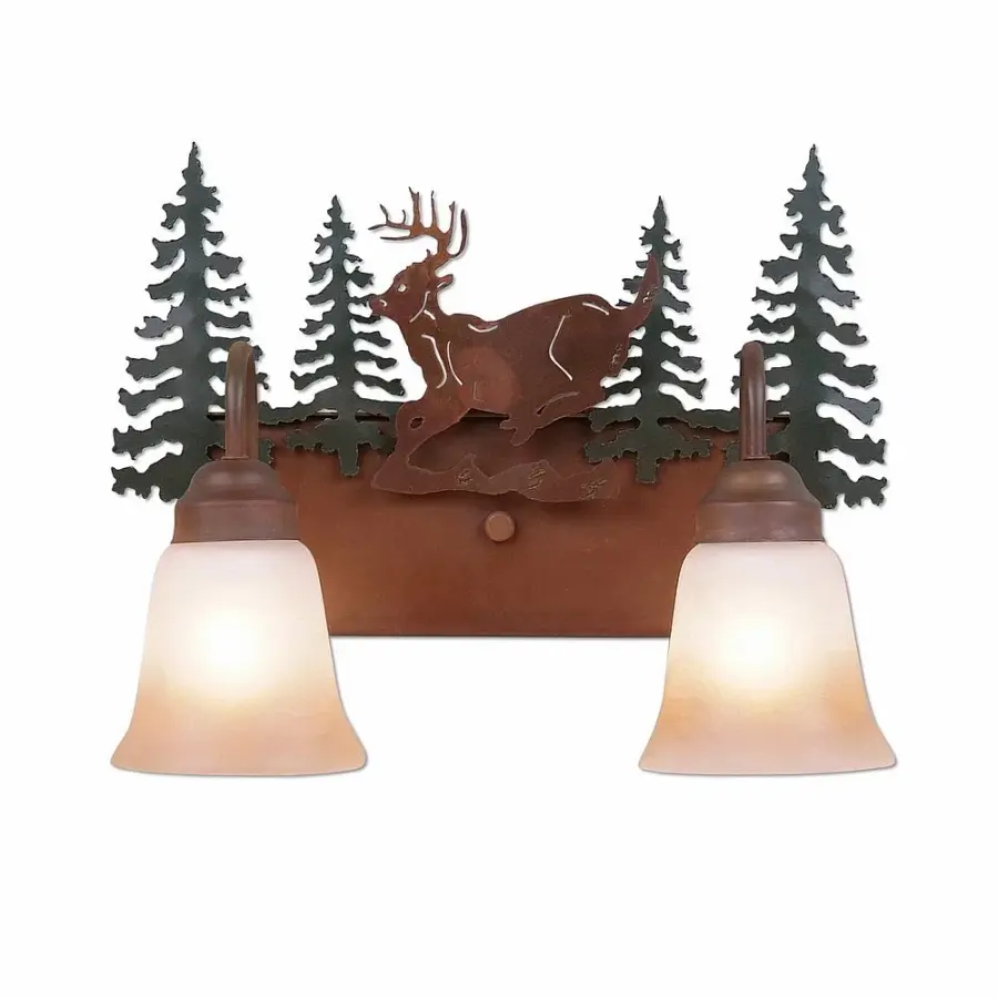 Denali Mountain Deer Two Light Bath Vanity Light