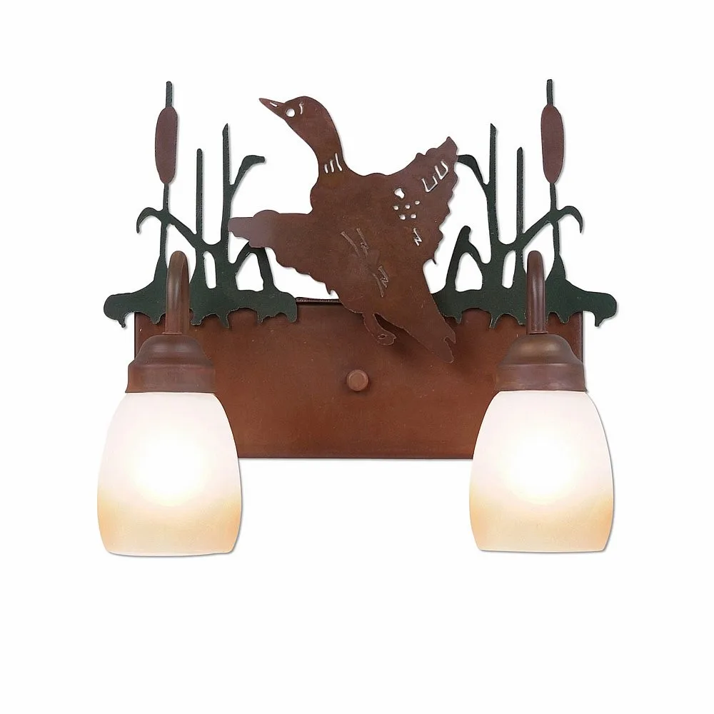 Denali-Loon Two Light Bath Vanity Light in Cedar Green/Rust Patina