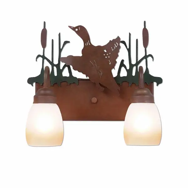 Denali-Loon Two Light Bath Vanity Light in Cedar Green/Rust Patina