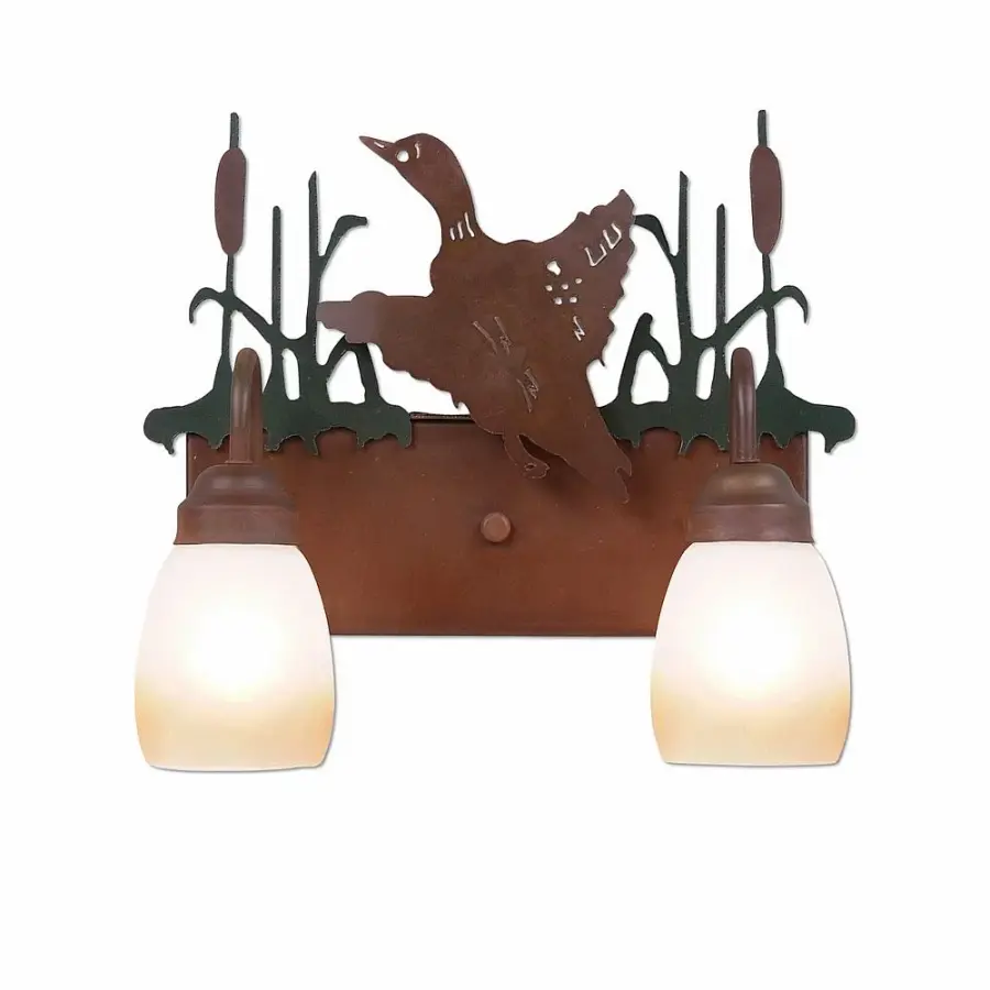 Denali-Loon Two Light Bath Vanity Light in Cedar Green/Rust Patina