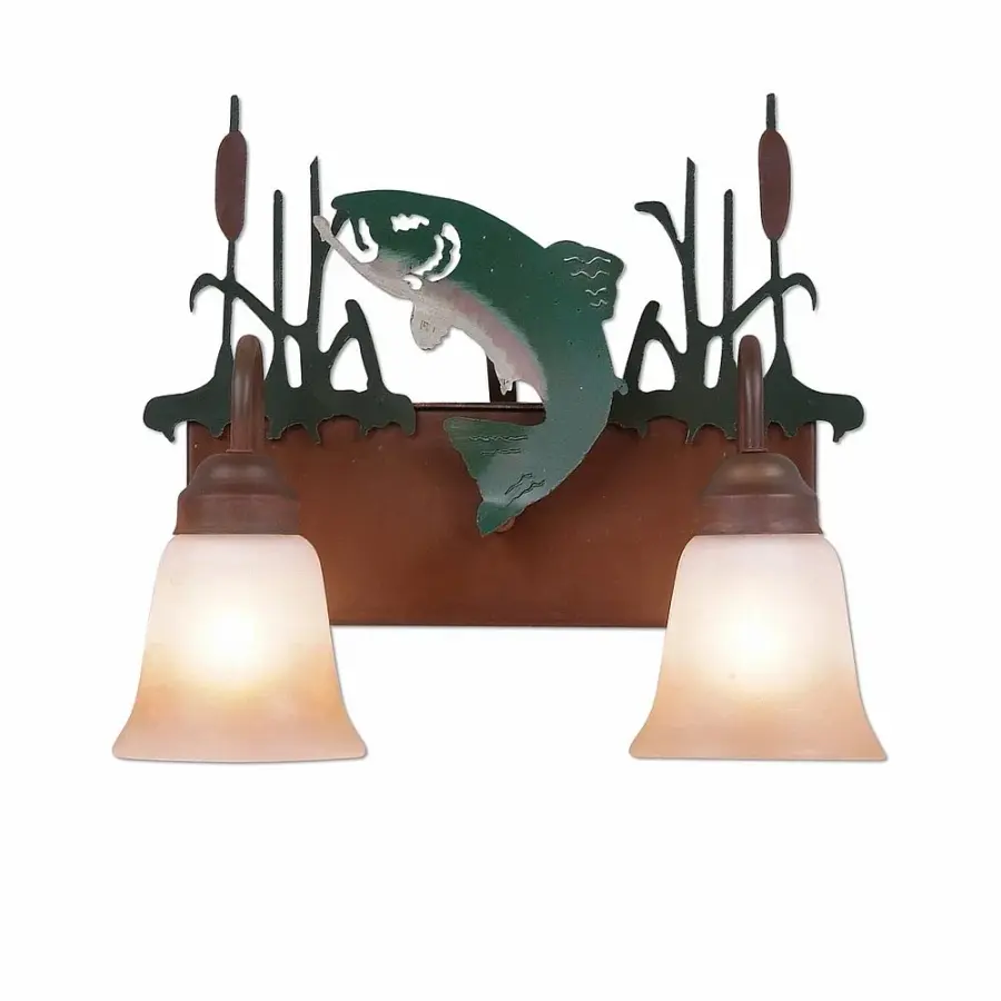 Denali-Trout Two Light Bath Vanity Light in Rust Patina
