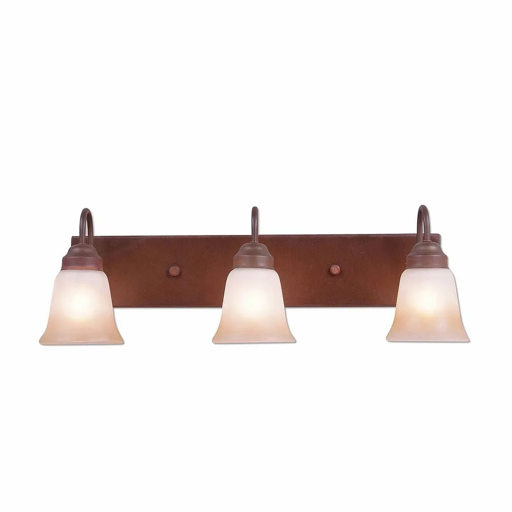 Denali-Rustic Plain Rust Patina Three Light Bath Vanity Light in Rust Patina