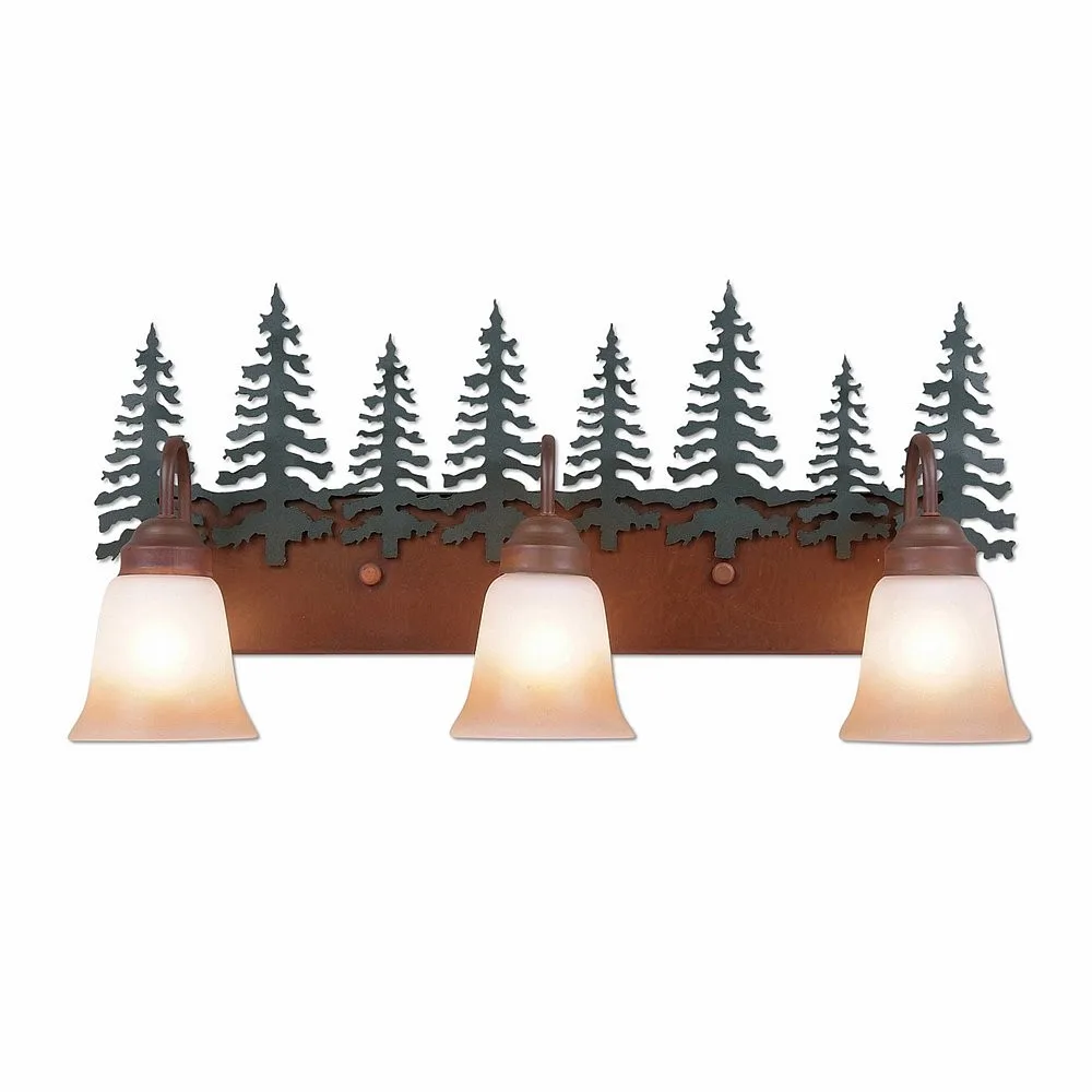 Denali-Cedar Tree Three Light Bath Vanity Light in Cedar Green/Rust Patina