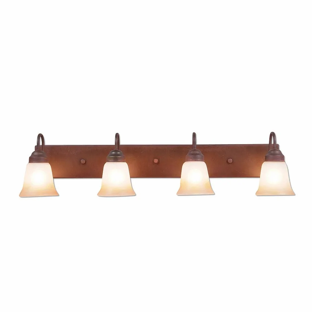 Denali-Rustic Plain Rust Patina Four Light Bath Vanity Light in Rust Patina