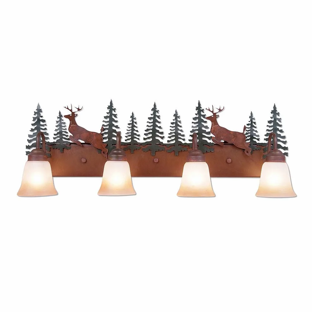 Denali-Valley Deer Four Light Bath Vanity Light in Cedar Green/Rust Patina