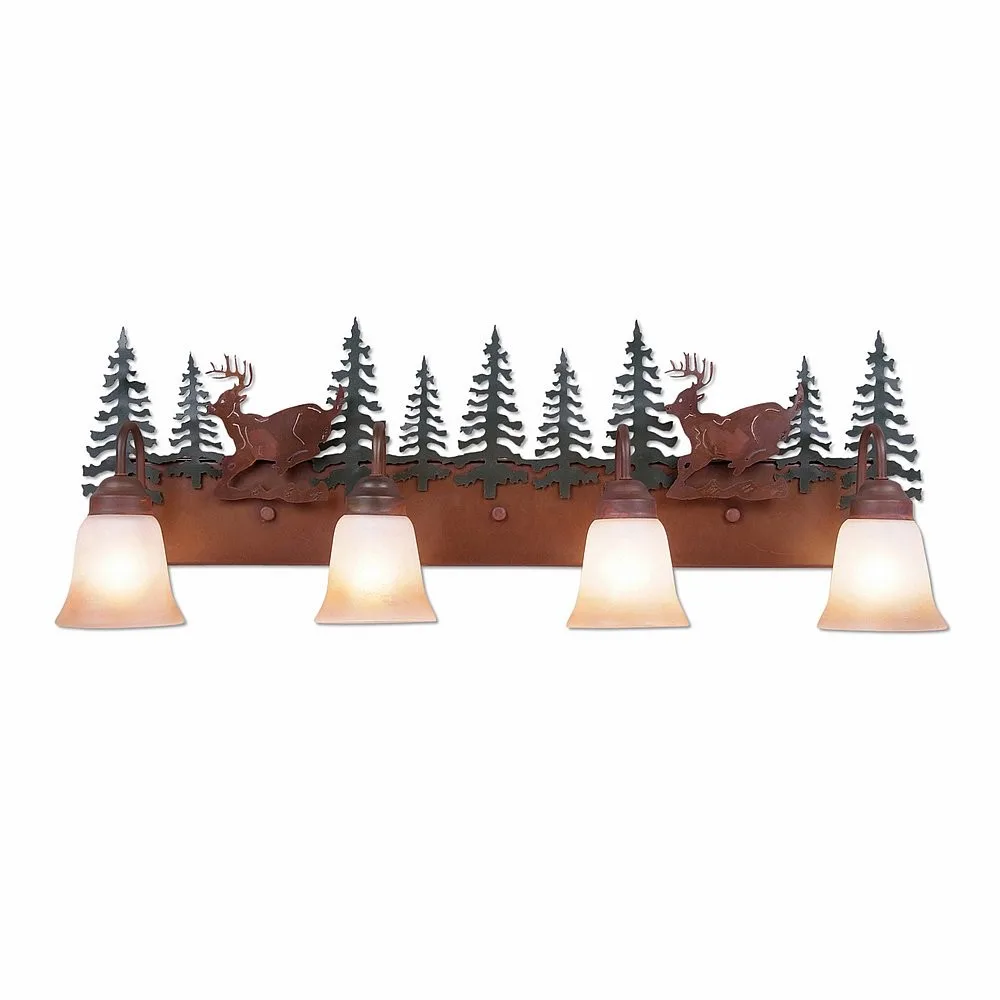 Denali-Mountain Deer Four Light Bath Vanity Light in Cedar Green/Rust Patina