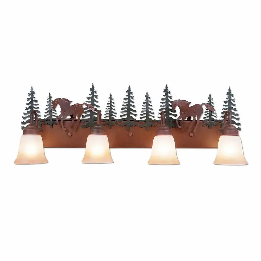 Denali Mountain Horse Four Light Bath Vanity Light