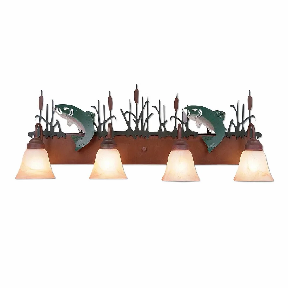 Denali-Trout Four Light Bath Vanity Light in Rust Patina