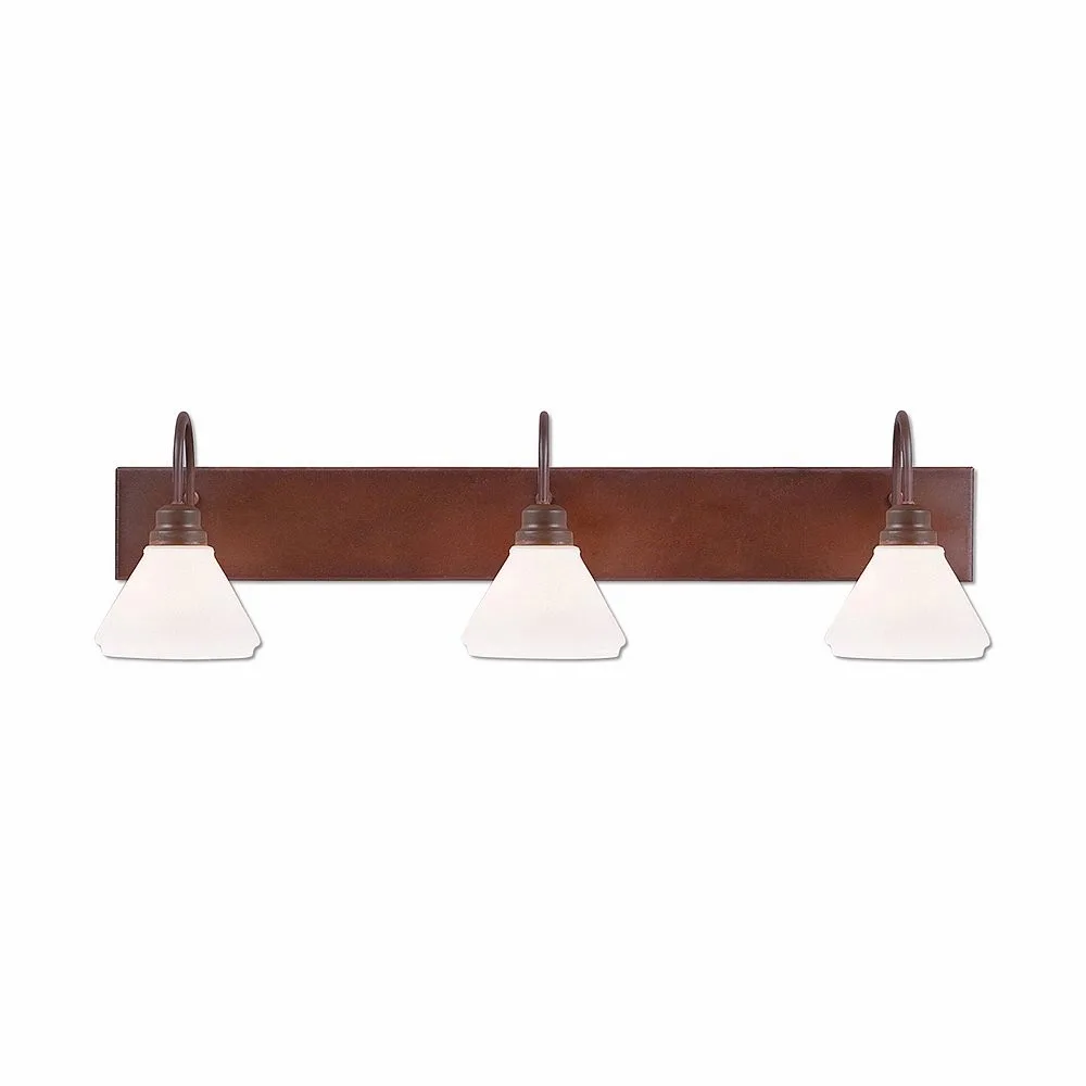 Cedarwood-Rustic Plain Three Light Bath Vanity Light in Rust Patina