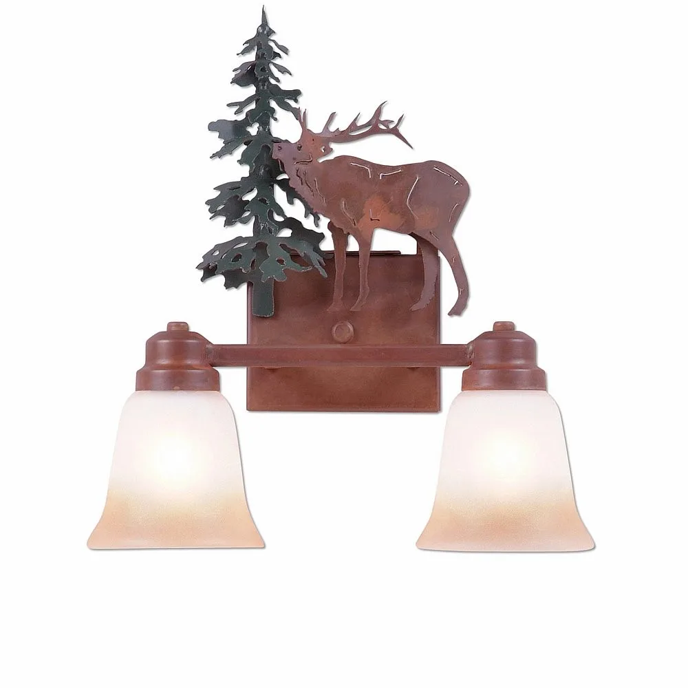 Parkshire-Valley Elk Two Light Bath Vanity Light in Cedar Green/Rust Patina