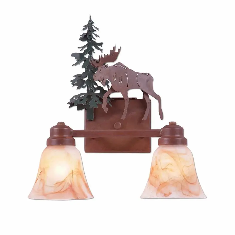 Parkshire Mountain Moose Two Light Bath Vanity Light