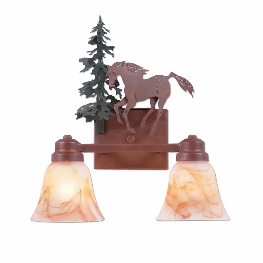 Parkshire Mountain Horse Two Light Bath Vanity Light