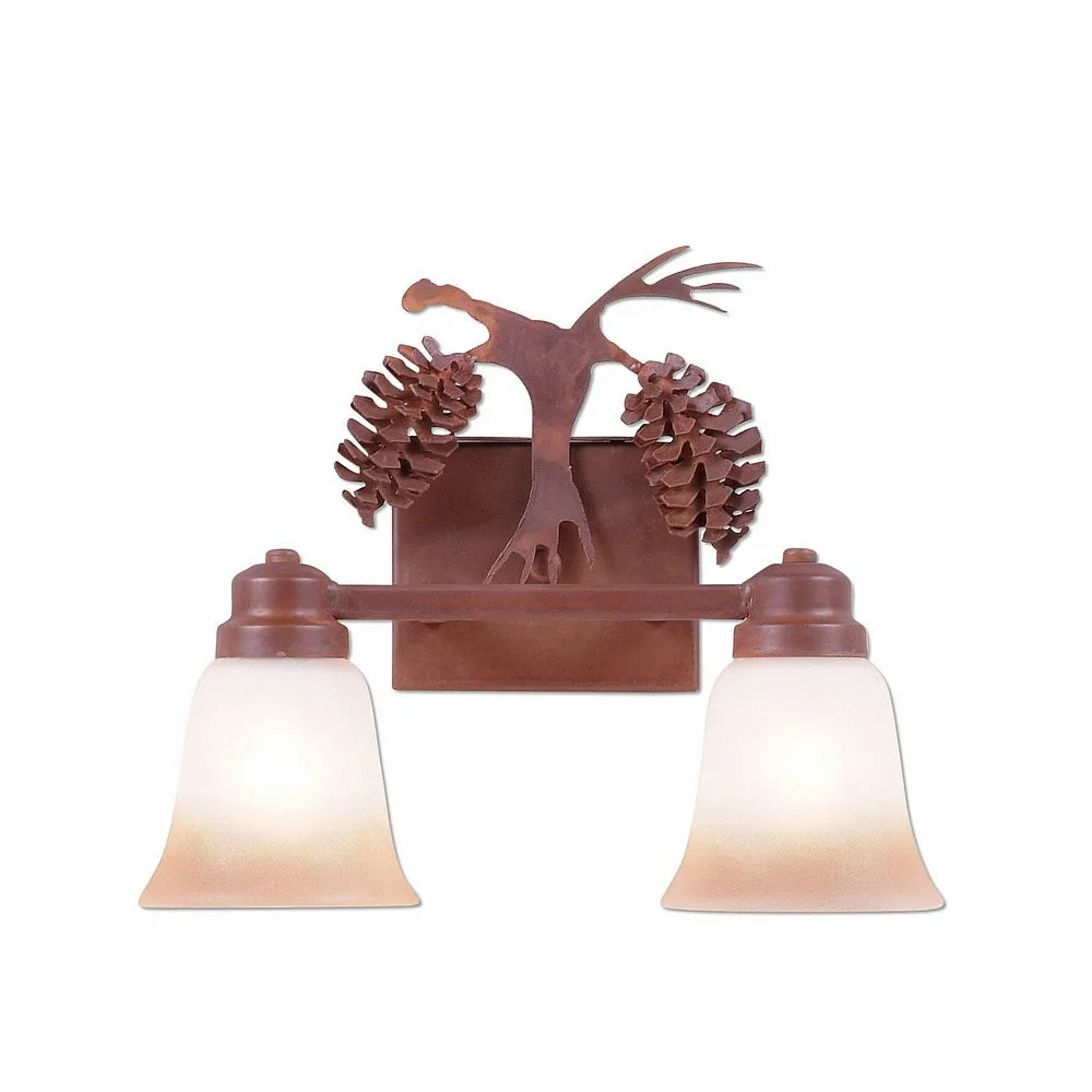 Parkshire-Spruce Cone Two Light Bath Vanity Light in Rust Patina