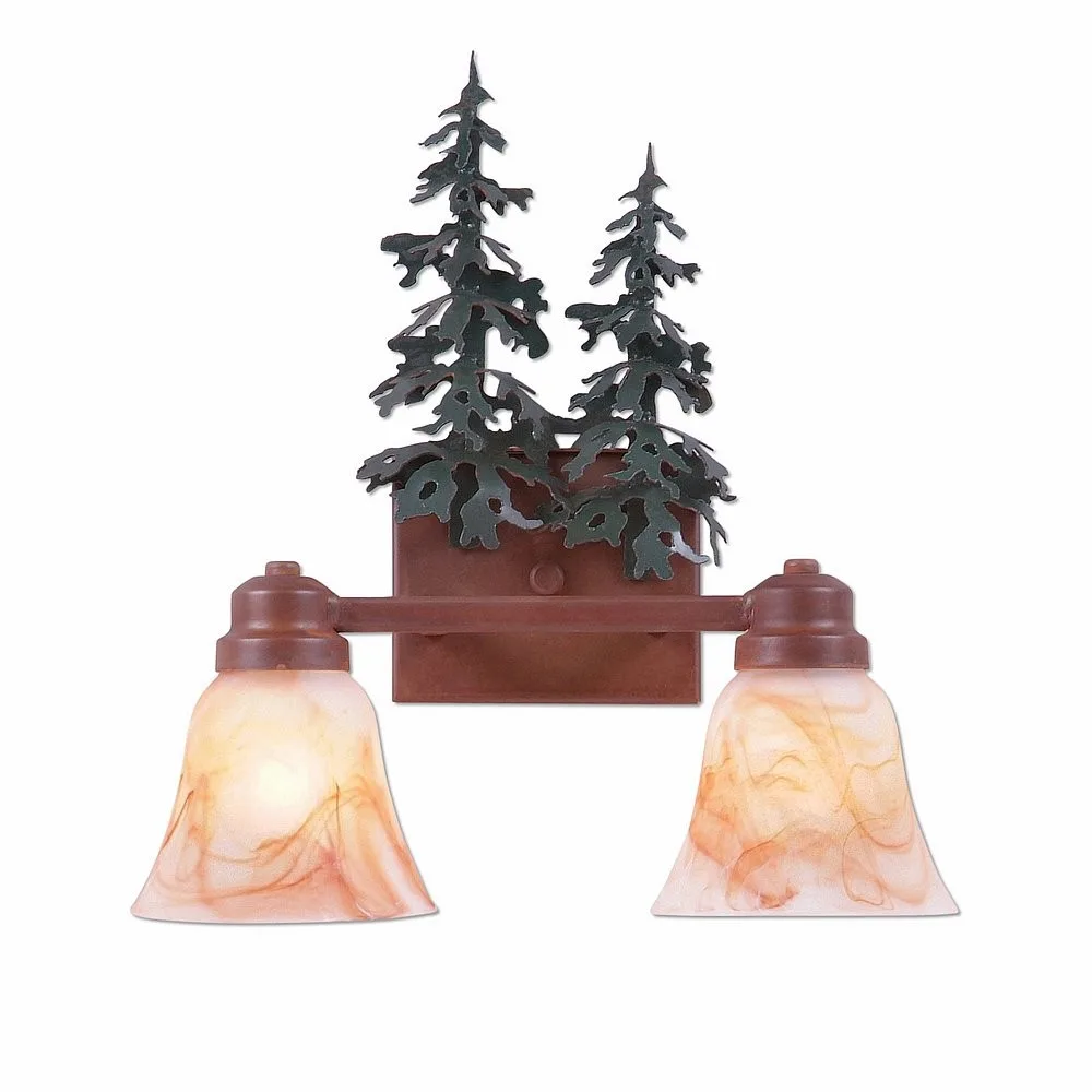 Parkshire-Hemlock Two Light Bath Vanity Light in Cedar Green/Rust Patina