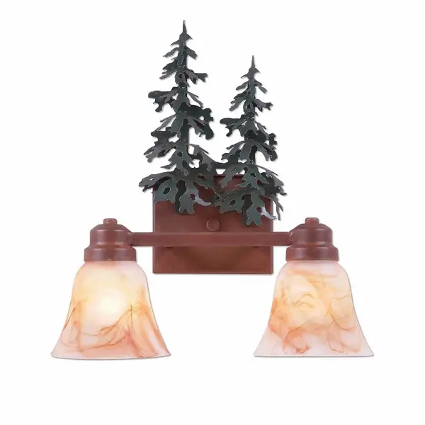 Parkshire-Hemlock Two Light Bath Vanity Light in Cedar Green/Rust Patina