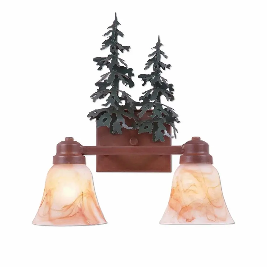 Parkshire-Hemlock Two Light Bath Vanity Light in Cedar Green/Rust Patina