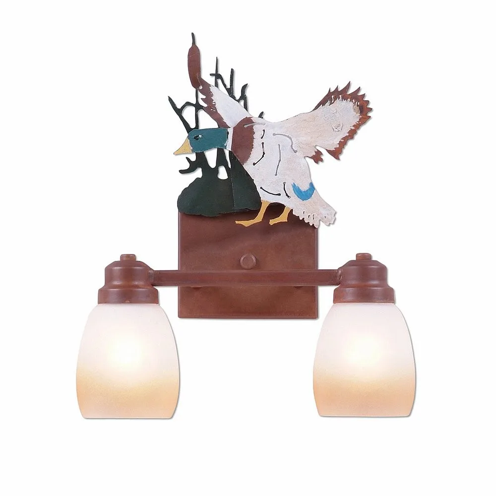 Parkshire-Mallard Duck Two Light Bath Vanity Light in Waterfowl/Rust Patina