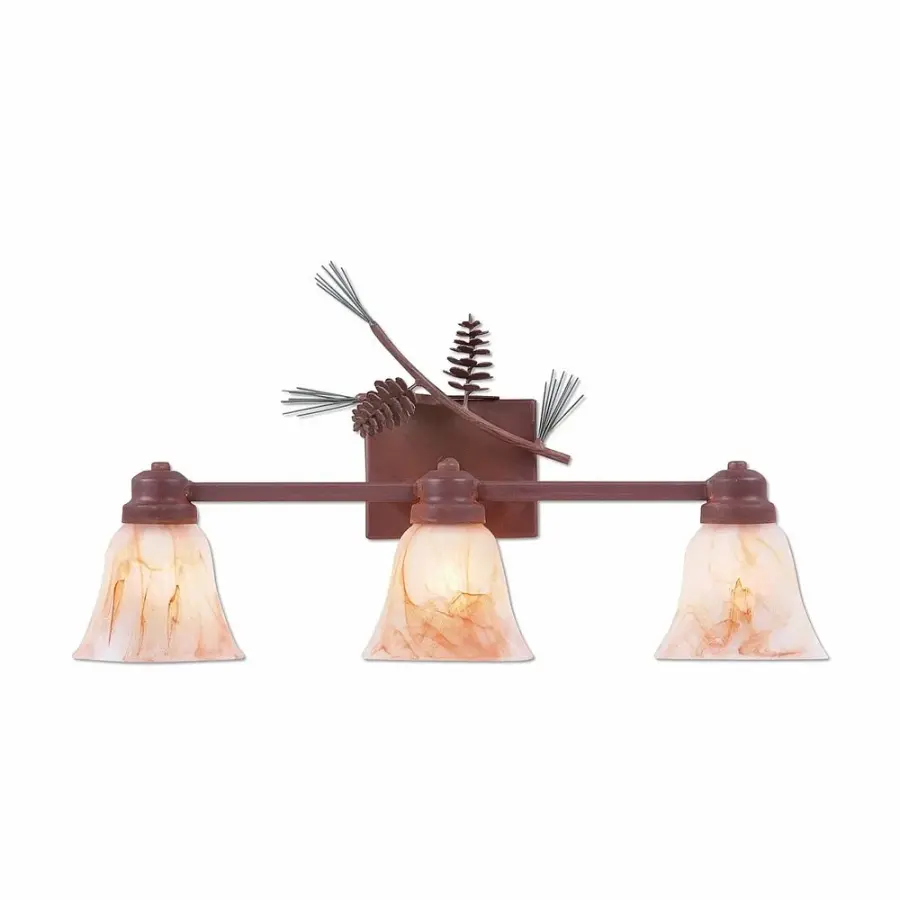 Parkshire Pine Cone 3-Light Bath Vanity Light in Pine Green/Rust Patina