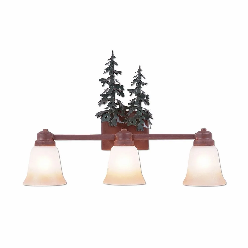 Parkshire-Hemlock Three Light Bath Vanity Light in Cedar Green/Rust Patina
