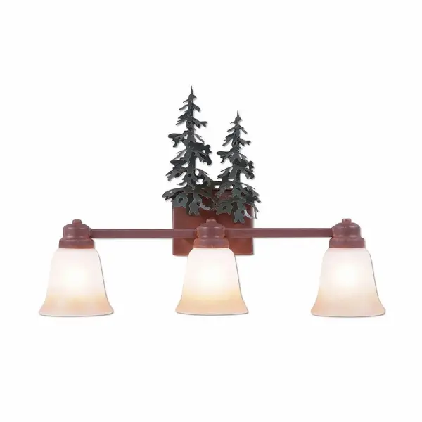 Parkshire-Hemlock Three Light Bath Vanity Light in Cedar Green/Rust Patina