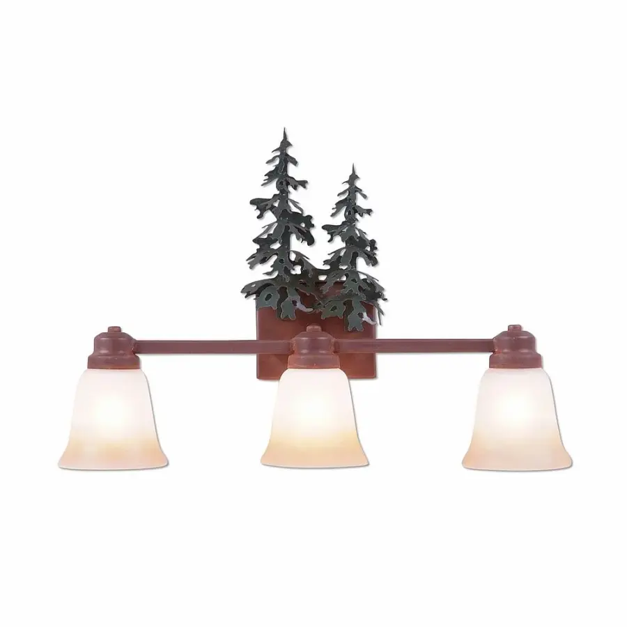 Parkshire-Hemlock Three Light Bath Vanity Light in Cedar Green/Rust Patina