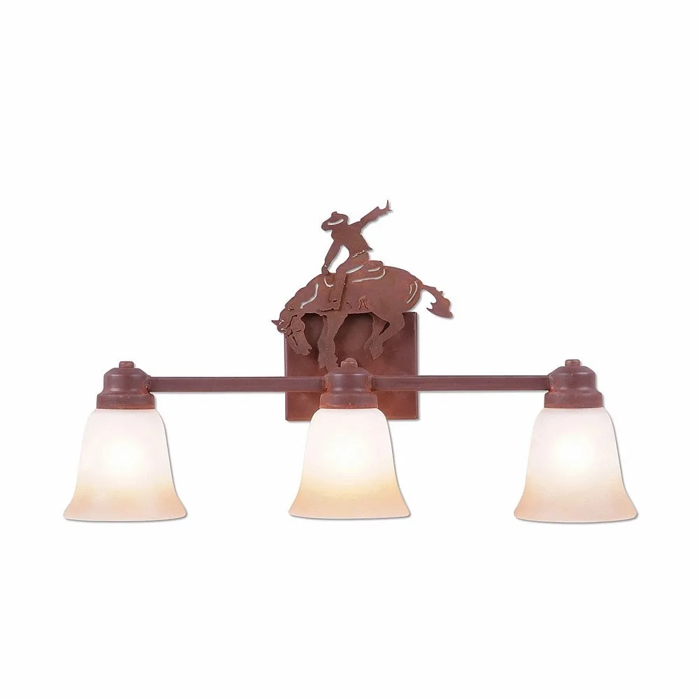 Parkshire-Bucking Bronco Three Light Bath Vanity Light in Rust Patina