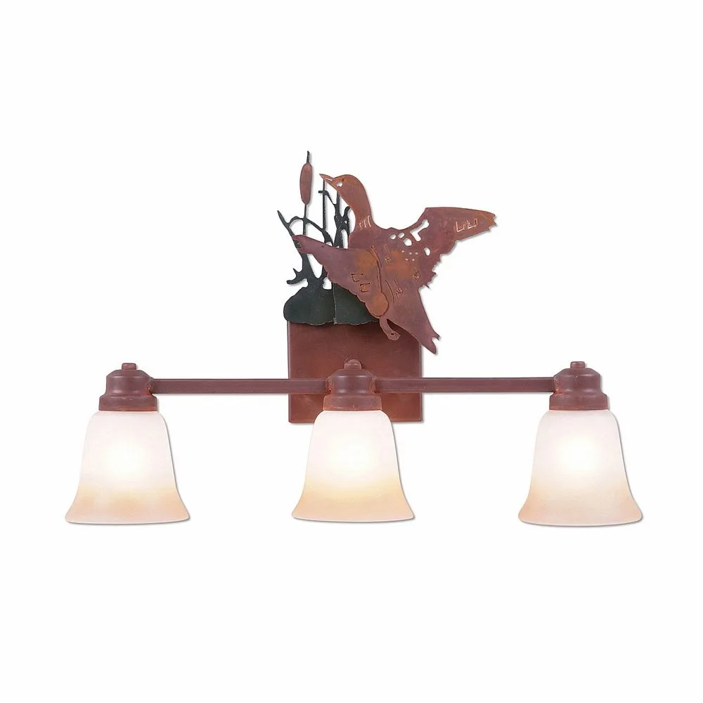 Parkshire-Loon Three Light Bath Vanity Light in Cedar Green/Rust Patina