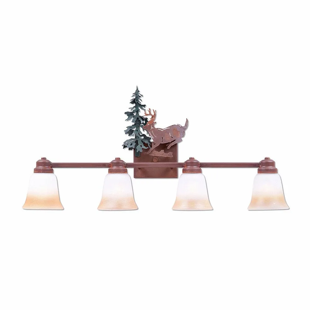 Parkshire-Mountain Deer Four Light Bath Vanity Light in Cedar Green/Rust Patina