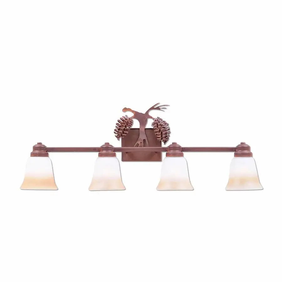 Parkshire Spruce Cone 4-Light Bath Vanity Light in Rust Patina