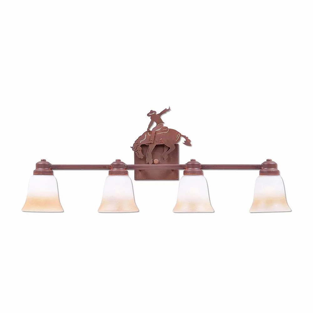 Parkshire-Bucking Bronco Four Light Bath Vanity Light in Rust Patina