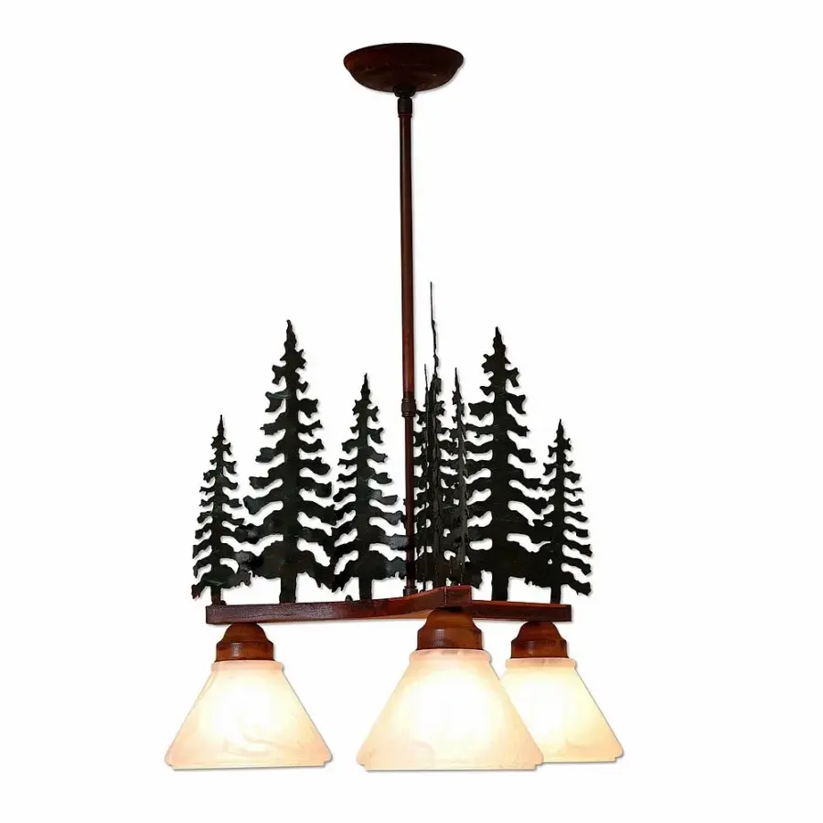 Cedarwood Cedar Tree Three Light Chandelier