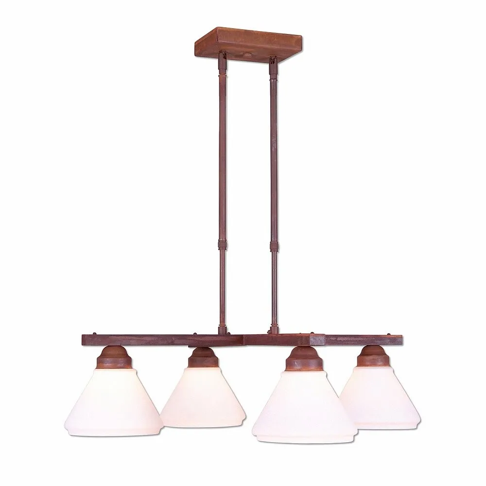 Cedarwood-Rustic Plain Four Light Chandelier in Rust Patina