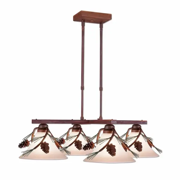 Cedarwood Pine Cone 4-Light Chandelier in Pine Tree Green with Rust Patina