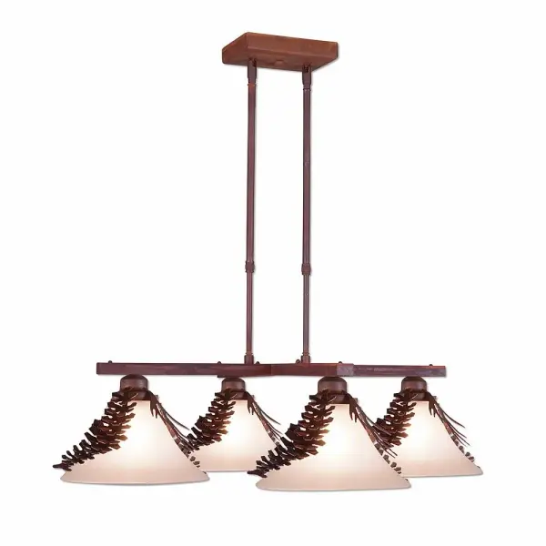 Cedarwood-Spruce Cone Four Light Chandelier in Rust Patina
